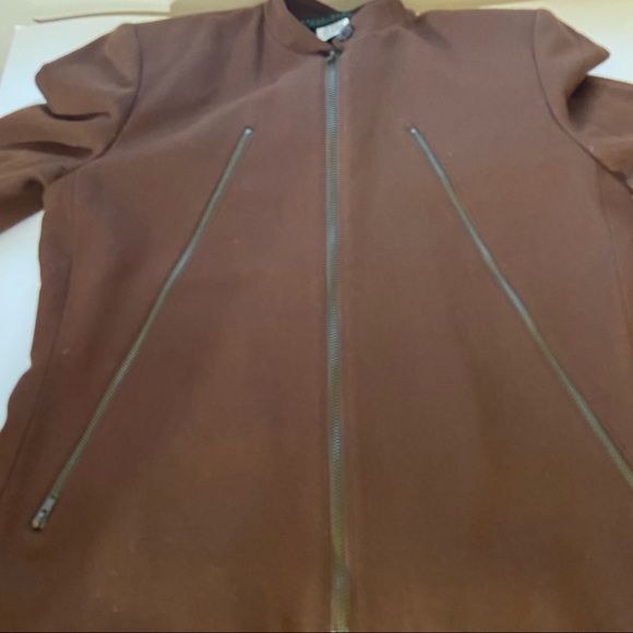Vintage Harve Bernard wool blend jacket with zippers sz 6 brown shoulder pads - Picture 11 of 15